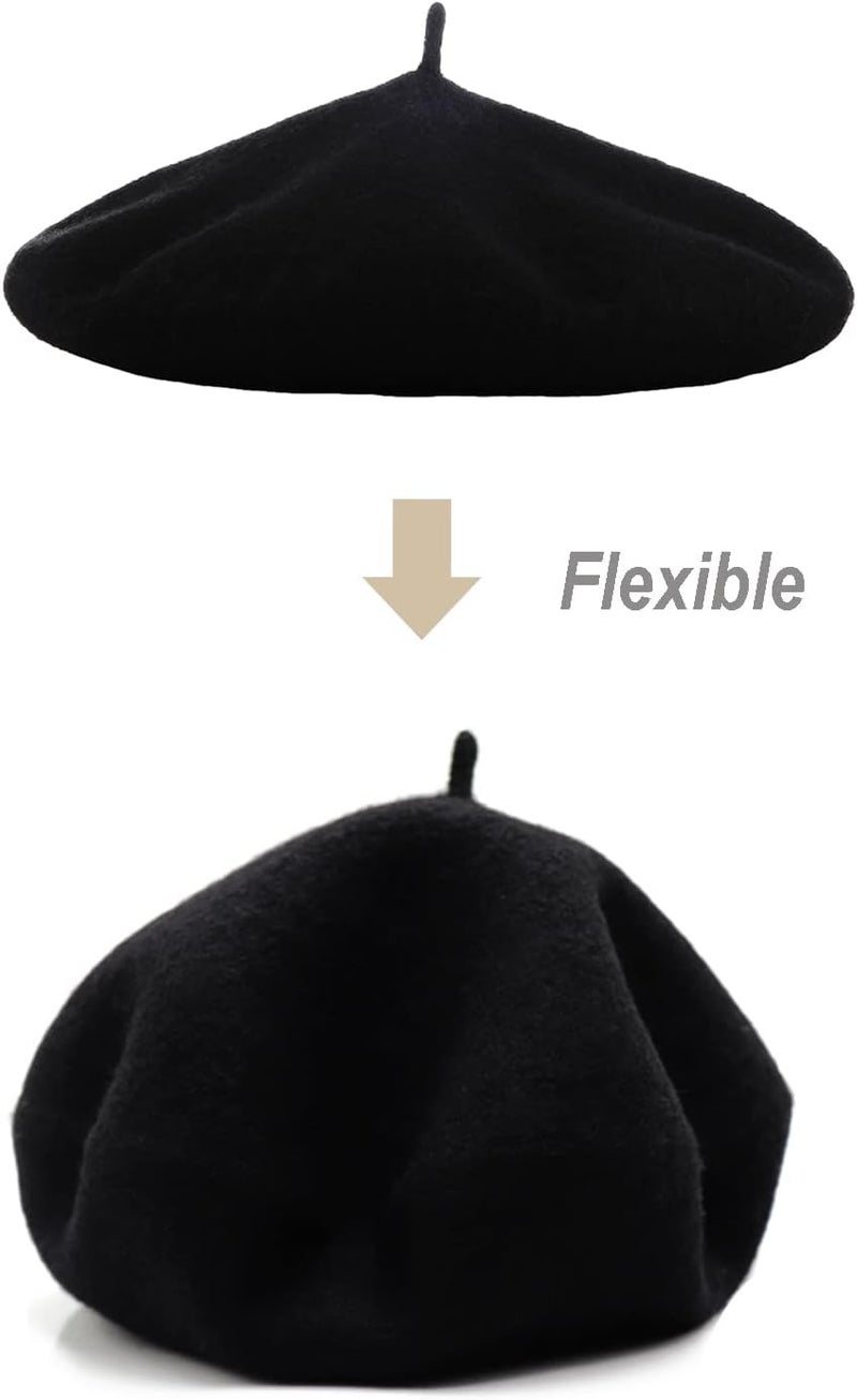 Wheebo Berets for Kids Wool French Beret Hats Artist Painter Hats for Little Girls Boys Solid Color Style - Image 4